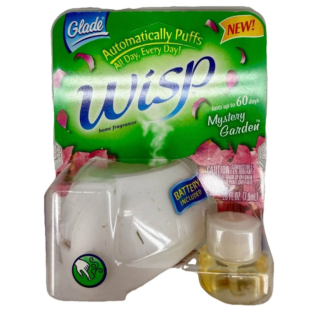 Glade Wisp Scented Oil Fragrancer Automatic Puff Spray‎ Mystery Garden NEW